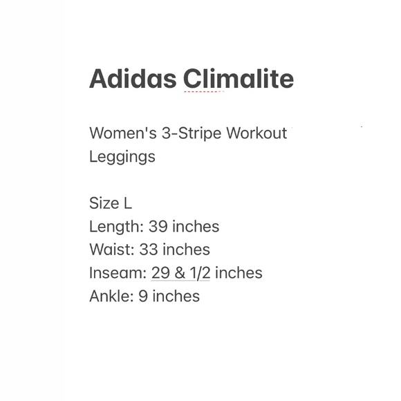 Adidas Climalite Gray Leggins w/black stripe, white logo & a hidden waist pocket - Picture 7 of 7